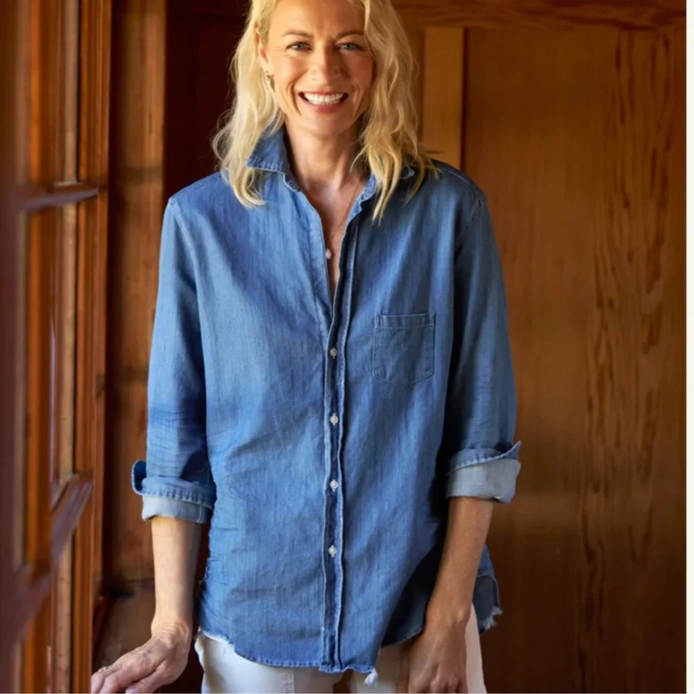 Frank & Eileen EILEEN Relaxed distressed  Button-Up Shirt